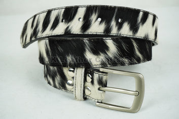 Handmade Cowhide Belts with removeable buckle |  Natural Cowhide Real Leather Cowboy Belts | 100% Genuine Cow skin Black White belts for Ladies and Gents | Unisex cow leather belts | BLT1