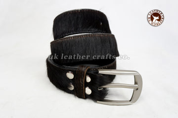 Handmade Cowhide Belts with removeable buckle |  Natural Cowhide Real Leather Cowboy Belts | 100% Genuine Cow skin Solid Black belts for Ladies and Gents | Unisex cow leather belts | BLT3