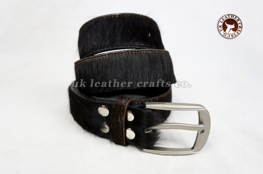 Handmade Cowhide Belts with removeable buckle |  Natural Cowhide Real Leather Cowboy Belts | 100% Genuine Cow skin Solid Black belts for Ladies and Gents | Unisex cow leather belts | BLT3