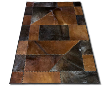 Cowhide Patchwork Area Rug - 100% Natural Hair on Leather Carpet - Cow Hide Leather Home Décor Rug (BLCPR52)
