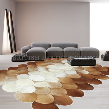 Cowhide Patchwork Area Rug - 100% Natural Hair on Leather Carpet - Cow Hide Leather Home Décor Rug (BLCPR42)