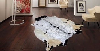 Natural Cowhide Area Rug - Real Hair on Cow hide Leather Rug - Soft Smooth Cow Skin Fur Rug ( 71