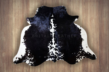 Natural Cowhide Area Rug - Real Hair on Cow hide Leather Rug - Soft Smooth Cow Skin Fur Rug ( 68" X 74" ) - SAME AS PIC