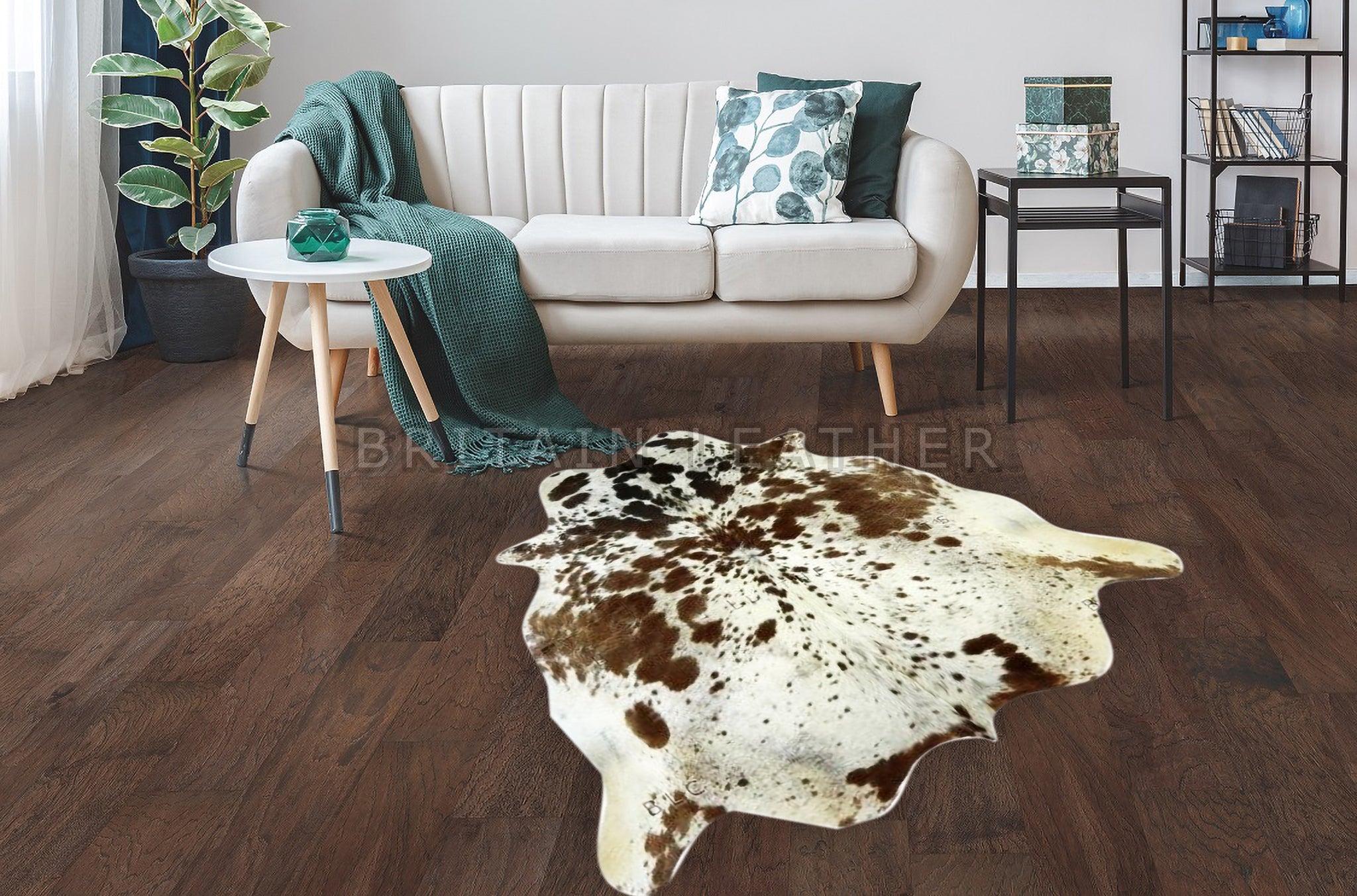 Natural Cowhide Area Rug - Real Hair on Cow hide Leather Rug - Soft Smooth Cow Skin Fur Rug ( 62" X 66" ) - SAME AS PIC