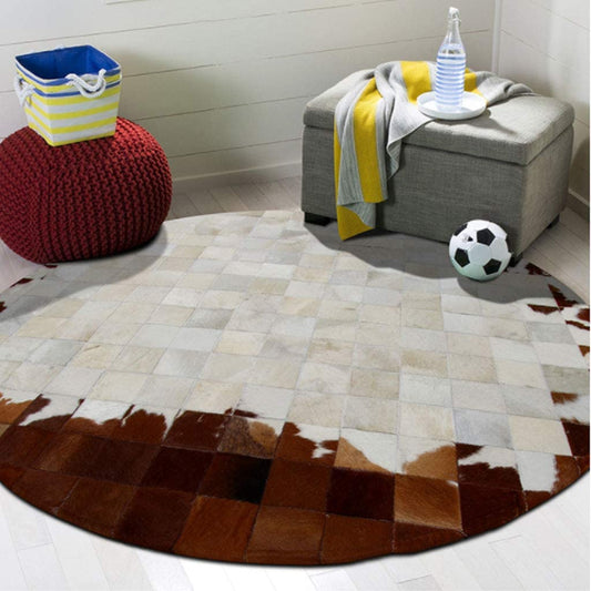 Cowhide Patchwork Area Rug - 100% Natural Hair on Leather Carpet - Cow Hide Leather Home Décor Rug (BLCPR131)