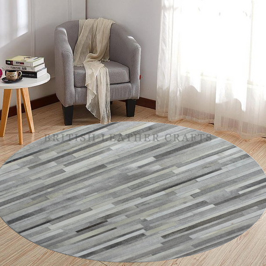 Cowhide Patchwork Area Rug - 100% Natural Hair on Leather Carpet - Cow Hide Leather Home Décor Rug (BLCPR120)