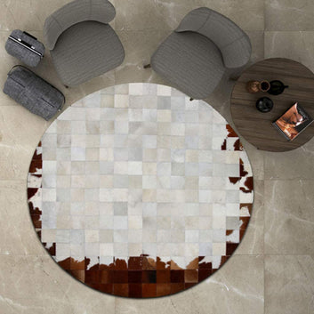 Cowhide Patchwork Area Rug - 100% Natural Hair on Leather Carpet - Cow Hide Leather Home Décor Rug (BLCPR131)