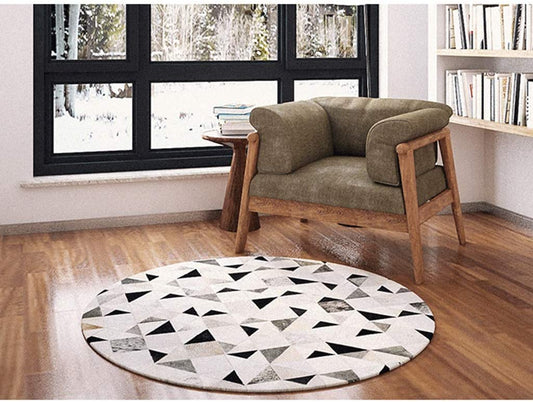 Cowhide Patchwork Area Rug - 100% Natural Hair on Leather Carpet - Cow Hide Leather Home Décor Rug (BLCPR77)