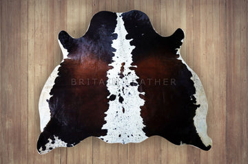 Natural Cowhide Area Rug - Real Hair on Cow hide Leather Rug - Soft Smooth Cow Skin Fur Rug ( 65" X 67" ) - SAME AS PIC