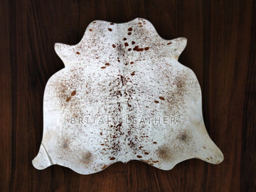 Natural Cowhide Area Rug - Real Hair on Cow hide Leather Rug - Soft Smooth Cow Skin Fur Rug ( 64" X 68" ) - SAME AS PIC