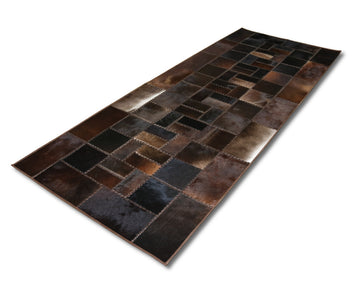Cowhide Patchwork Area Rug - 100% Natural Hair on Leather Carpet - Home Décor Hallway Rug - Interior RUNNER (BLCPR61)