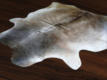 Natural Cowhide Area Rug - Real Hair on Cow hide Leather Rug - Soft Smooth Cow Skin Fur Rug ( 63