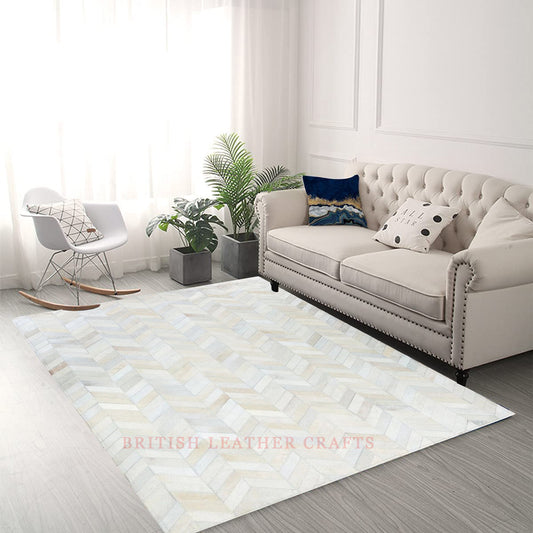 Cowhide Patchwork Area Rug - 100% Natural Hair on Leather Carpet - Cow Hide Leather Home Décor Rug (BLCPR60)