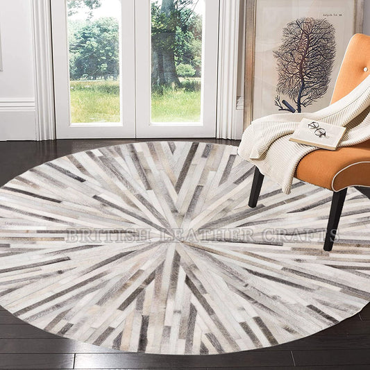 Cowhide Patchwork Area Rug - 100% Natural Hair on Leather Carpet - Cow Hide Leather Home Décor Rug (BLCPR114)