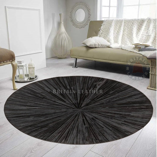 Cowhide Patchwork Area Rug - 100% Natural Hair on Leather Carpet - Cow Hide Leather Home Décor Rug (BLCPR125)