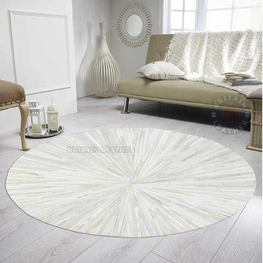 Cowhide Patchwork Area Rug - 100% Natural Hair on Leather Carpet - Cow Hide Leather Home Décor Rug (BLCPR83)