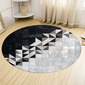 Cowhide Patchwork Area Rug - 100% Natural Hair on Leather Carpet - Cow Hide Leather Home Décor Rug (BLCPR106)