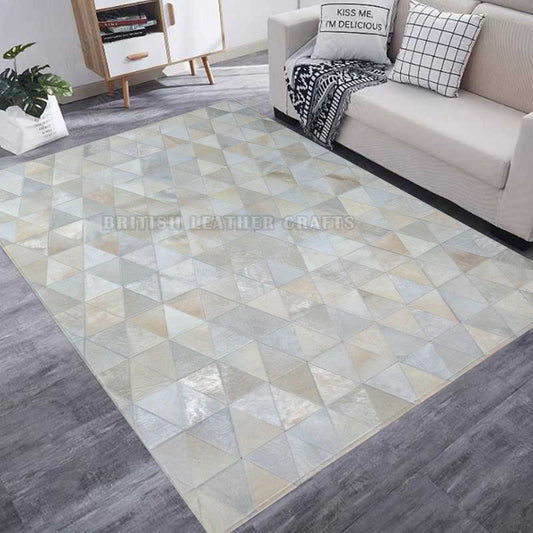 Cowhide Patchwork Area Rug - 100% Natural Hair on Leather Carpet - Cow Hide Leather Home Décor Rug (BLCPR67)
