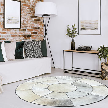 Cowhide Patchwork Area Rug - 100% Natural Hair on Leather Carpet - Cow Hide Leather Home Décor Rug (BLCPR135)