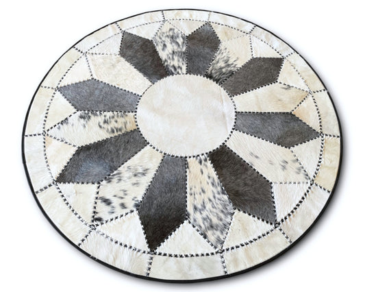 Cowhide Patchwork Area Rug - 100% Natural Hair on Leather Carpet - Cow Hide Leather Home Décor Rug (BLCPR75)