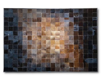 Cowhide Patchwork Area Rug - 100% Natural Hair on Leather Carpet - Cow Hide Leather Home Décor Rug (BLCPR53)