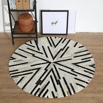 Cowhide Patchwork Area Rug - 100% Natural Hair on Leather Carpet - Cow Hide Leather Home Décor Rug (BLCPR105)