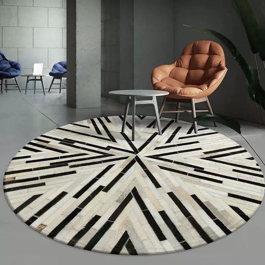 Cowhide Patchwork Area Rug - 100% Natural Hair on Leather Carpet - Cow Hide Leather Home Décor Rug (BLCPR105)