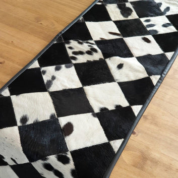 Cowhide Table Runner - Hair on Leather Patchwork Leather Table Top - Table Decor - Table Mat - BLCTR06
