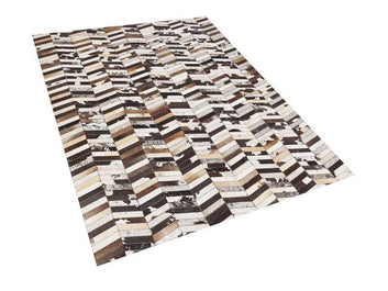 Cowhide Patchwork Area Rug - 100% Natural Hair on Leather Carpet - Cow Hide Leather Home Décor Rug (BLCPR27)