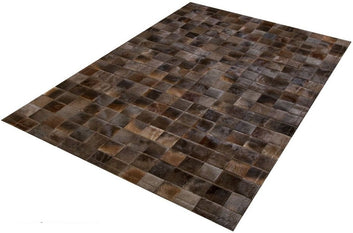 Cowhide Patchwork Area Rug - 100% Natural Hair on Leather Carpet - Cow Hide Leather Home Décor Rug (BLCPR25)