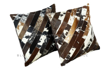 Cowhide Pillow Covers - Natural Hair on Leather Cushion Cases - Silky Smooth Cow Leather Pillow Cases