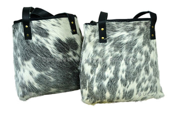 Tote Bags - Double Sided Cowhide Handbags - Hair on leather Shoulder Bags - Shopping Bag - Ladies Tote Hand Bags