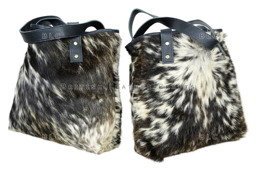Tote Bags - Double Sided Cowhide Handbags - Hair on leather Shoulder Bags - Shopping Bag - Ladies Tote Hand Bags
