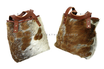Tote Bags - Double Sided Cowhide Handbags - Hair on leather Shoulder Bags - Shopping Bag - Ladies Tote Hand Bags