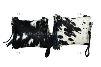Cowhide Cross Body Bag - Hair on Leather Wristlet Bag - Natural Cow Hide Shoulder Bag - Women's Hand Bag - Ladies Bag - Gift For Her