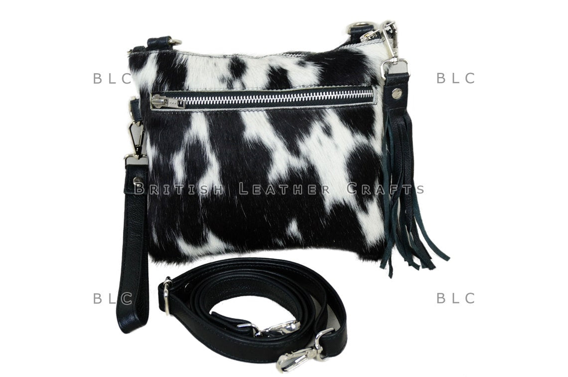 Cowhide Cross Body Bag - Hair on Leather Wristlet Bag - Natural Cow Hide Shoulder Bag - Women's Hand Bag - Ladies Bag - Gift For Her