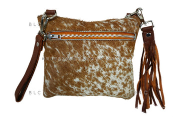 Cowhide Crossbody Bag - Hair on Leather Wristlet Bag - Natural Cow Hide Crossbody Bag - Women's Shoulder Bag with Strap - Gift For Her