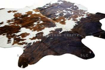 Natural Cowhide Area Rug - Real Hair on Cow hide Leather Rug - Soft Smooth Cow Skin Fur Rug ( 66