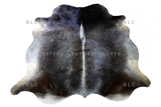 Natural Grey White Cowhide Area Rug - Real Hair on Cow hide Leather Rug - Soft Smooth Cow Skin Fur Rug ( 61