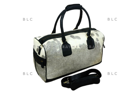 Cowhide Duffel Bag - Natural Hair on Leather Travel Bag - Cow Skin Luggage Bag with Strap - Weekender Bag - Overnight Bag