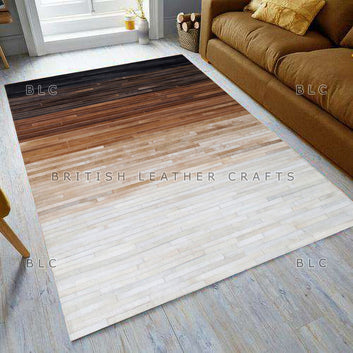 Cowhide Patchwork Area Rug - 100% Natural Hair on Leather Carpet - Cow Hide Leather Home Décor Rug (BLCPR3)