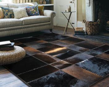 HANDMADE 100% Natural COWHIDE RUG | Patchwork Cowhide Area Rug | Real Cowhide Hallway Runner | Hair on Leather Cowhide Carpet | PR57