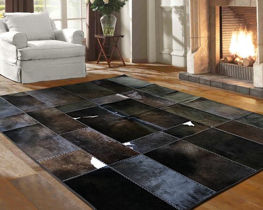 HANDMADE 100% Natural COWHIDE RUG | Patchwork Cowhide Area Rug | Real Cowhide Hallway Runner | Hair on Leather Cowhide Carpet | PR57