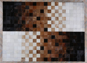 Cowhide Patchwork Area Rug - 100% Natural Hair on Leather Carpet - Cow Hide Leather Home Décor Rug (BLCPR32)